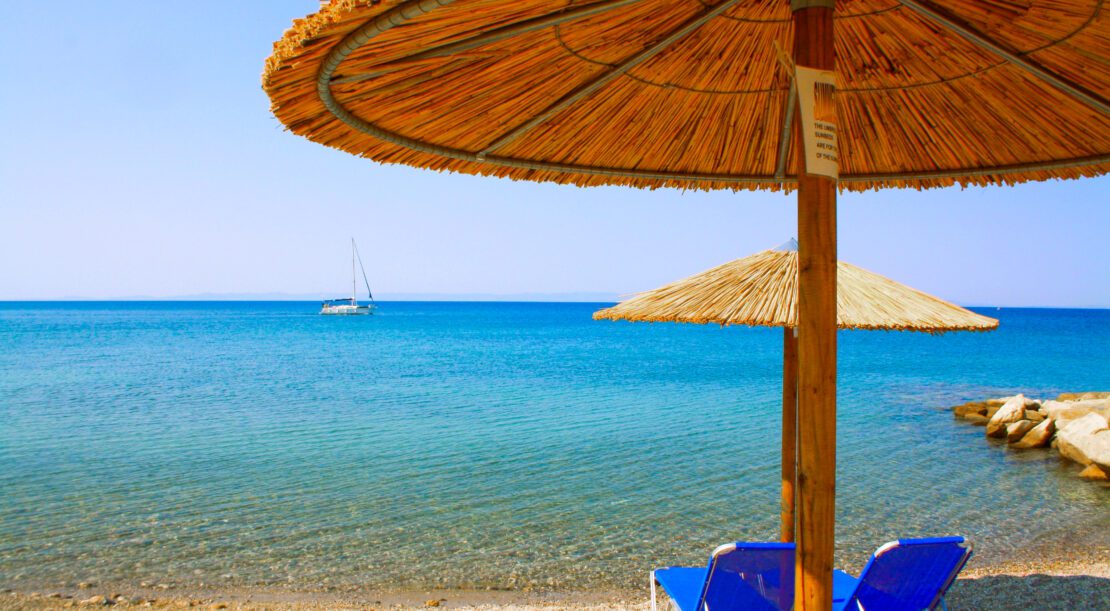 Summer House Nikiti-beach-umbrellas-sunbeds